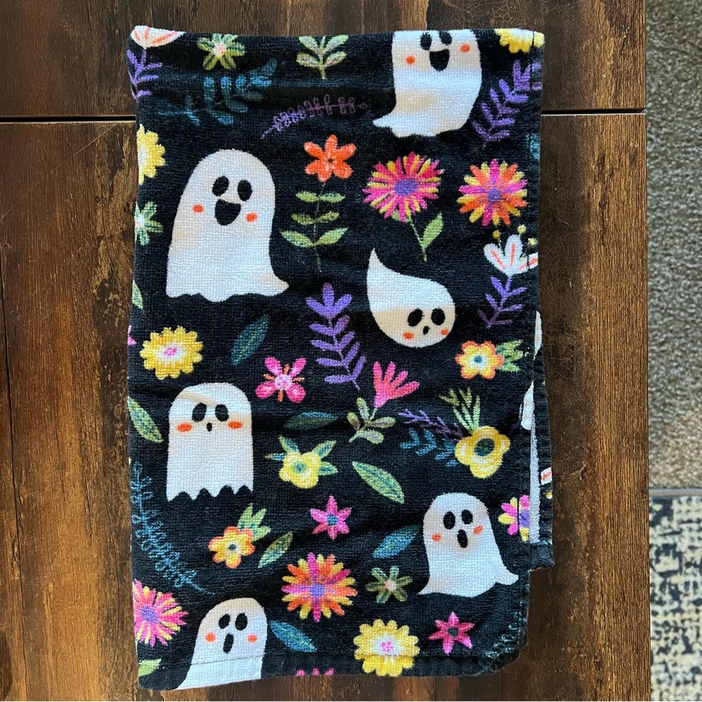 Halloween Floral Ghost Kitchen Hand Towel